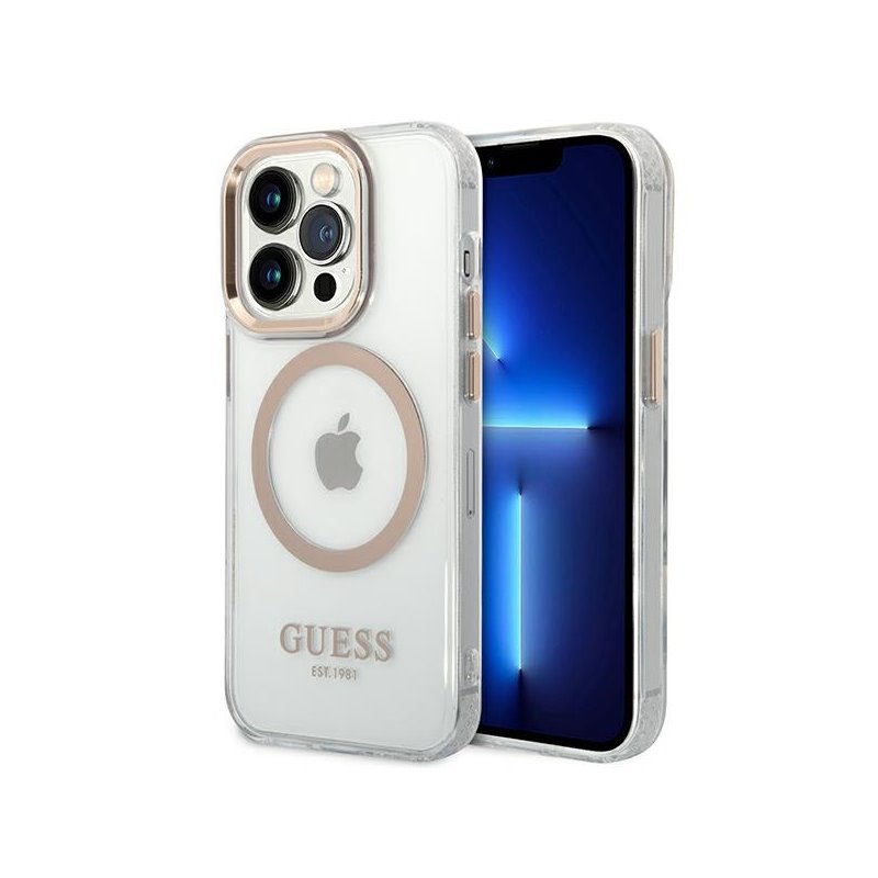 Guess iPhone 14 Pro Max gold hardcase Metal Outline Magsafe Guess iPhone 14 Pro Max gold hardcase Metal Outline Magsafe