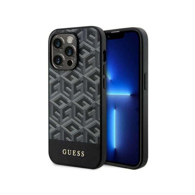 Guess iPhone 14 Pro Max black hardcase GCube Stripes MagSafe