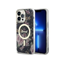 Guess iPhone 14 Pro Max black hardcase Flower MagSafe