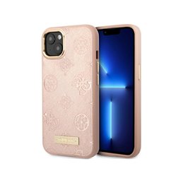 Guess iPhone 13/14/15 pink hardcase Peony Logo Plate MagSafe