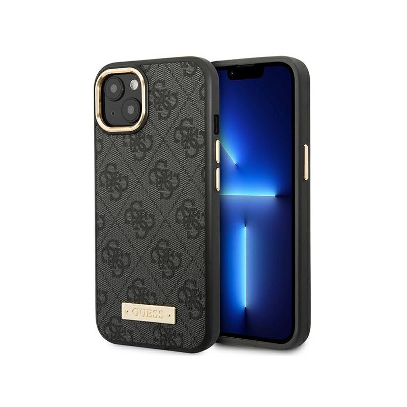 Guess iPhone 14 Plus/15 Plus black hardcase 4G Logo Plate MagSafe Guess iPhone 14 Plus/15 Plus black hardcase 4G Logo Plate MagSafe