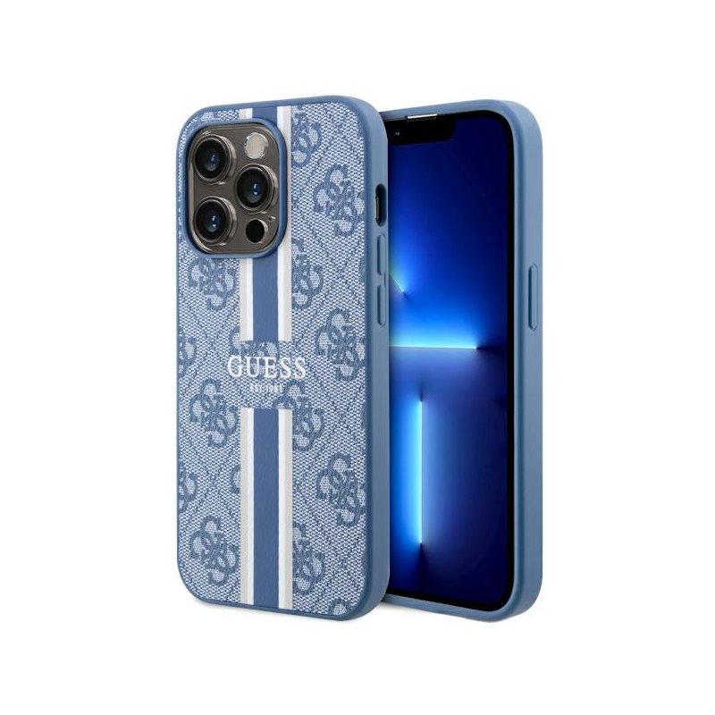 Guess iPhone 14 Pro blue hardcase 4G Printed Stripes MagSafe