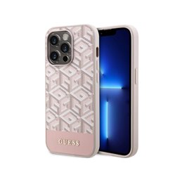 Guess iPhone 14 Pro pink hardcase GCube Stripes MagSafe