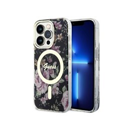 Guess iPhone 14 Pro black hardcase Flower MagSafe
