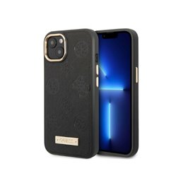 Guess iPhone 13/14/15 black hardcase Peony Logo Plate MagSafe