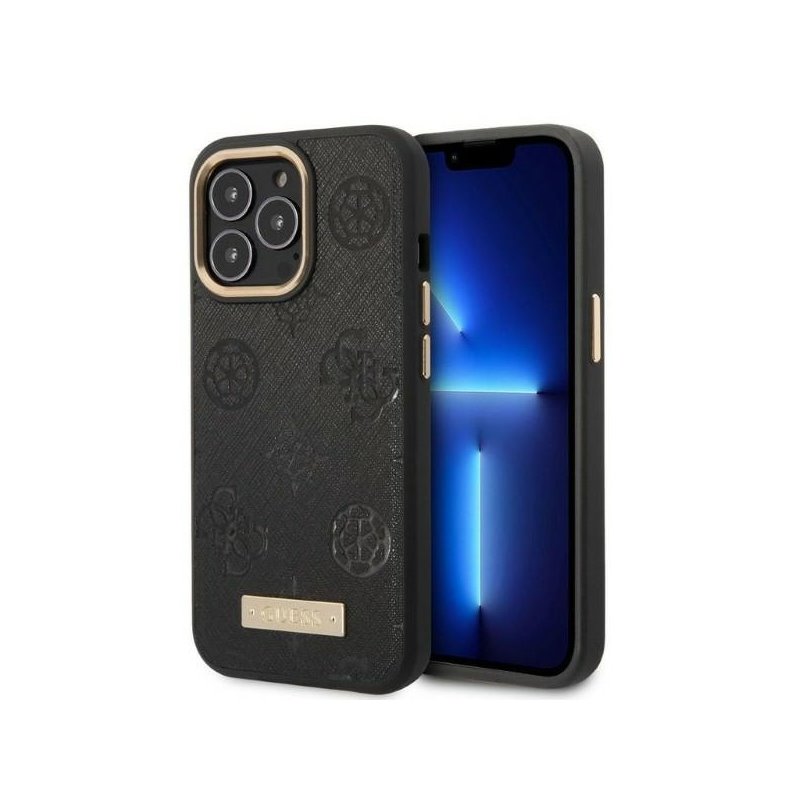 Guess iPhone 13/13 Pro black hardcase Peony Logo Plate MagSafe Guess iPhone 13/13 Pro black hardcase Peony Logo Plate MagSafe