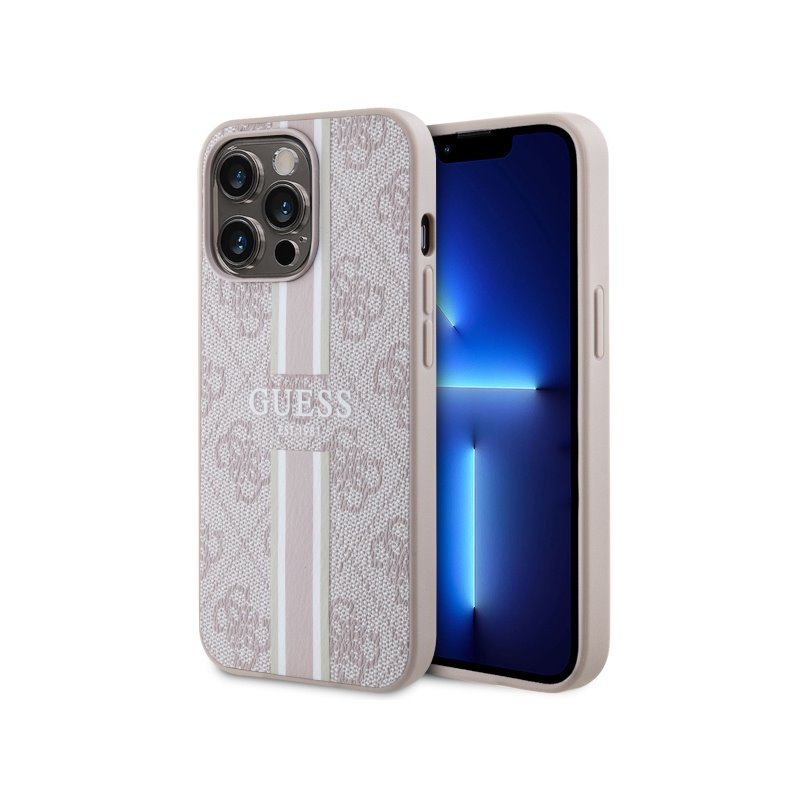 Guess iPhone 13/13 Pro pink hardcase 4G Printed Stripes MagSafe
