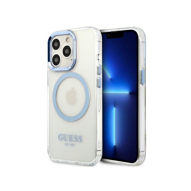 Guess iPhone 13/13 Pro blue hardcase Metal Outline Magsafe Guess iPhone 13/13 Pro blue hardcase Metal Outline Magsafe