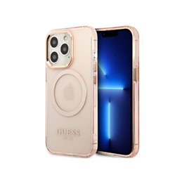Guess iPhone 13/13 Pro pink hardcase Gold Outline Translucent MagSafe