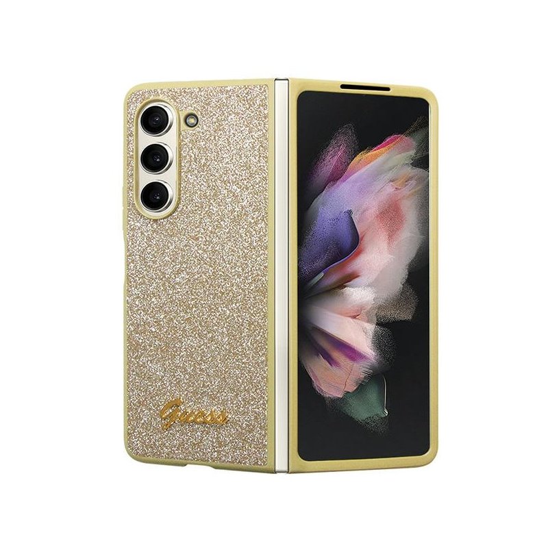 Guess Samsung Galaxy Z Fold5 gold hardcase Glitter Script Guess Samsung Galaxy Z Fold5 gold hardcase Glitter Script