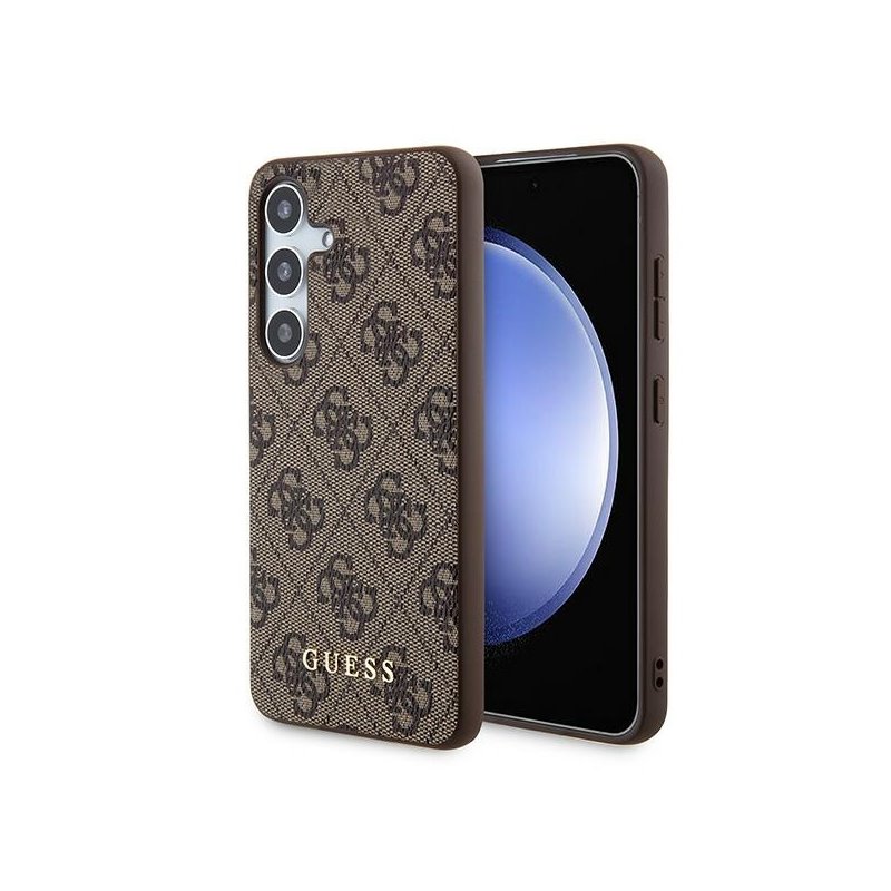Guess Samsung Galaxy S24 brown hardcase 4G Metal Gold Logo