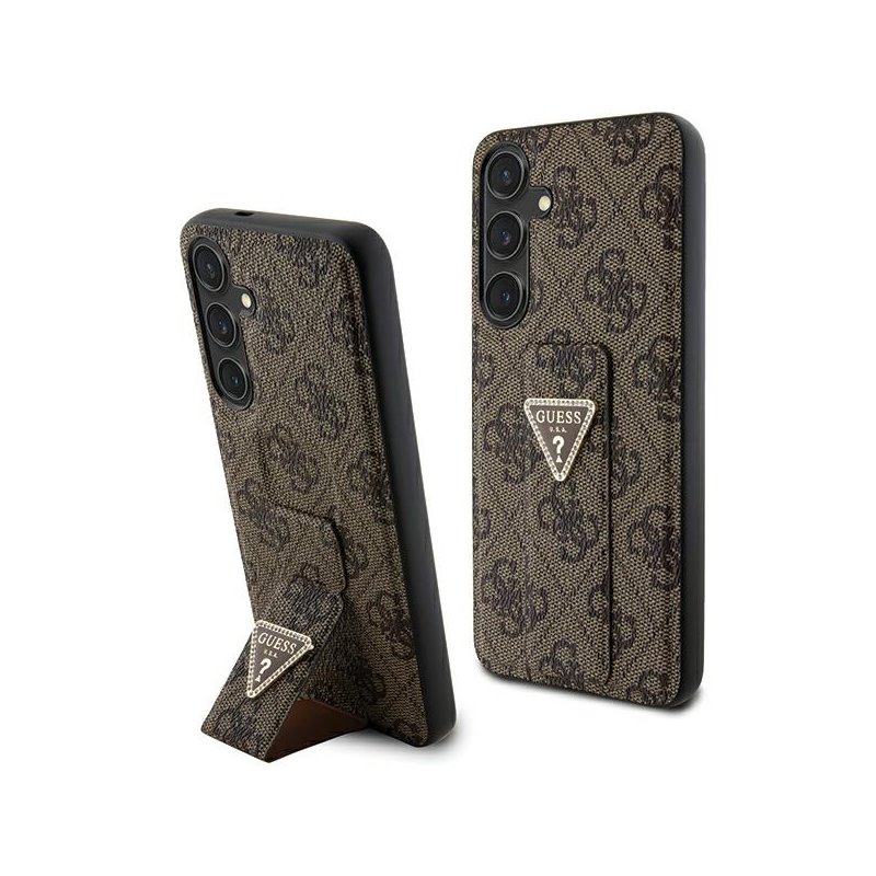 Guess Samsung Galaxy S24+ brown hardcase Grip Stand 4G Triangle Strass Guess Samsung Galaxy S24+ brown hardcase Grip Stand 4G Triangle Strass