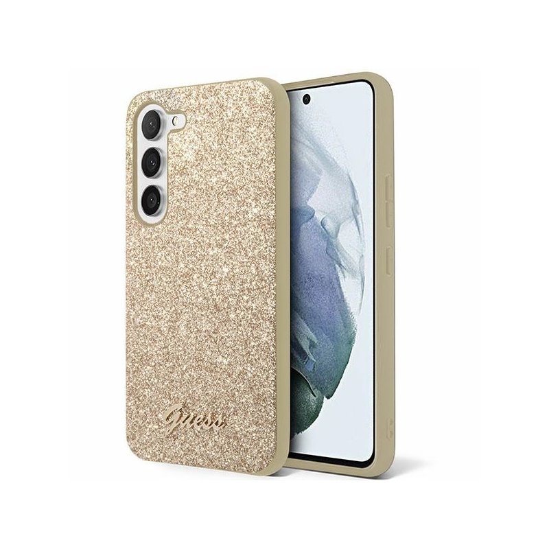 Guess Samsung Galaxy S24+ gold hardcase Glitter Script Guess Samsung Galaxy S24+ gold hardcase Glitter Script