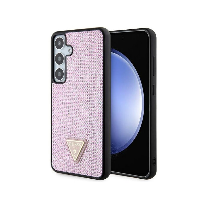 Guess Samsung Galaxy S24+ pink hardcase Rhinestone Triangle