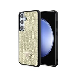 Guess Samsung Galaxy S24+ gold hardcase Rhinestone Triangle