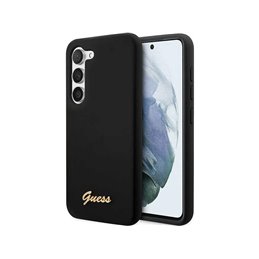 Guess Samsung Galaxy S23 black hardcase Silicone Vintage Gold Logo