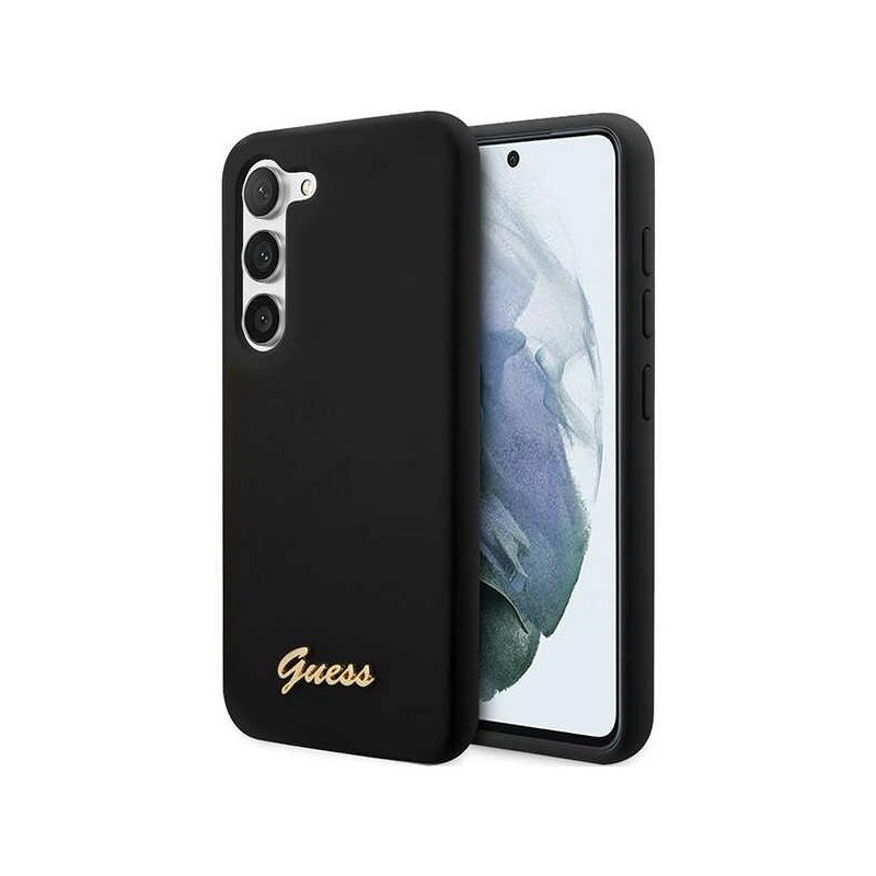 Guess Samsung Galaxy S23 black hardcase Silicone Vintage Gold Logo Guess Samsung Galaxy S23 black hardcase Silicone Vintage Gold Logo