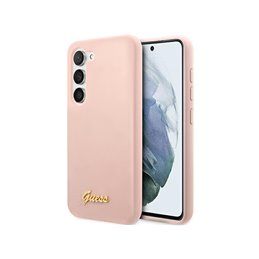 Guess Samsung Galaxy S23+ pink hardcase Silicone Script Metal Logo