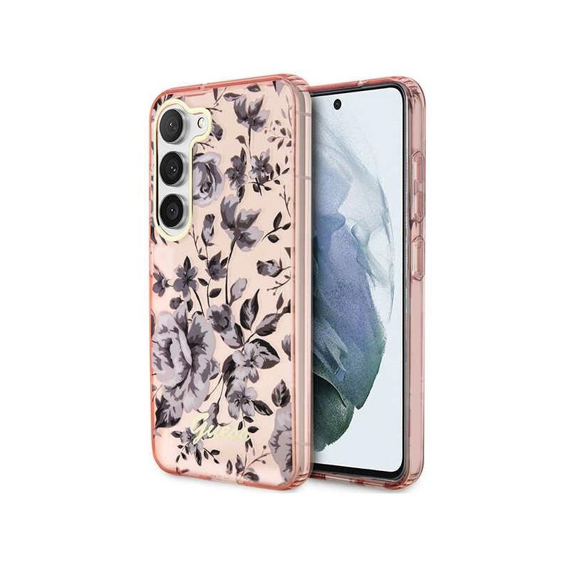 Guess Samsung Galaxy S23+ pink hardcase Flower Collection