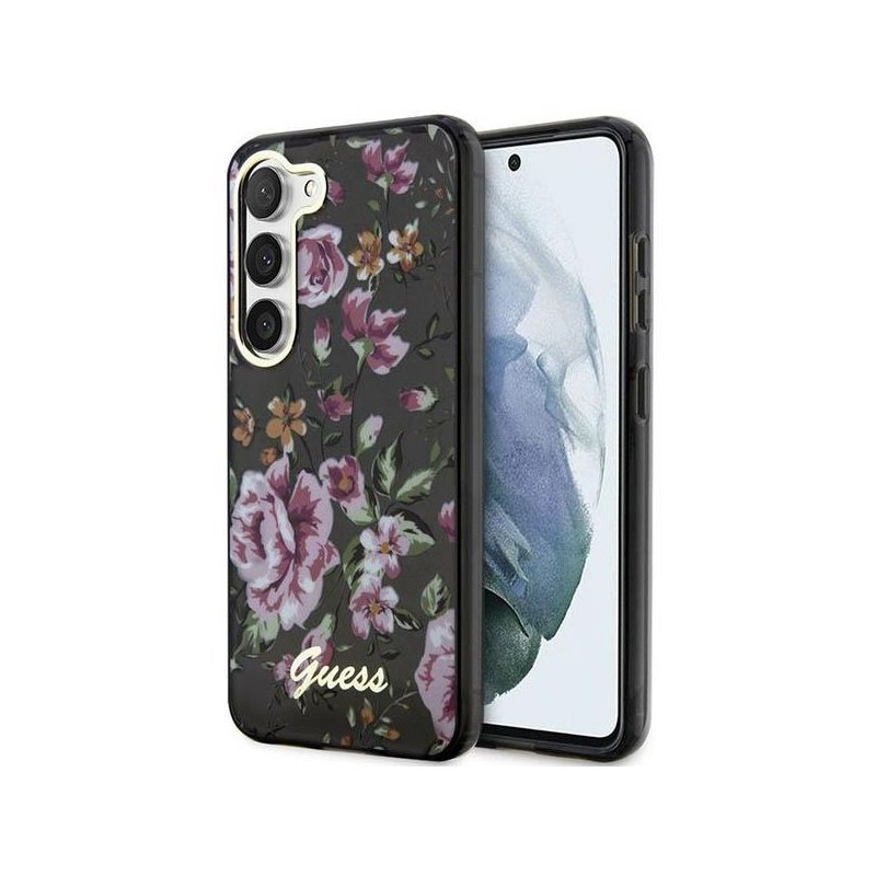 Guess Samsung Galaxy S23+ black hardcase Flower Collection
