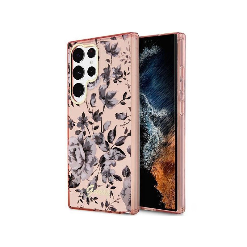 Guess Samsung Galaxy S23 Ultra pink hardcase Flower Collection Guess Samsung Galaxy S23 Ultra pink hardcase Flower Collection