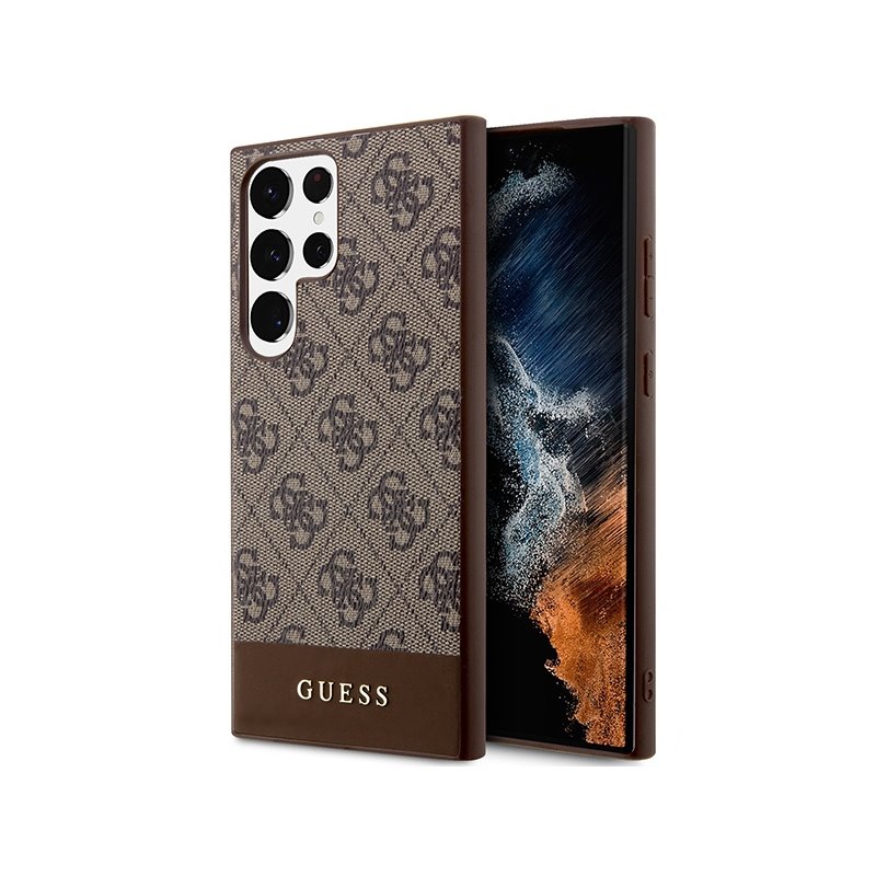 Guess Samsung Galaxy S23 Ultra brown hardcase 4G Stripe Collection Guess Samsung Galaxy S23 Ultra brown hardcase 4G Stripe Collection