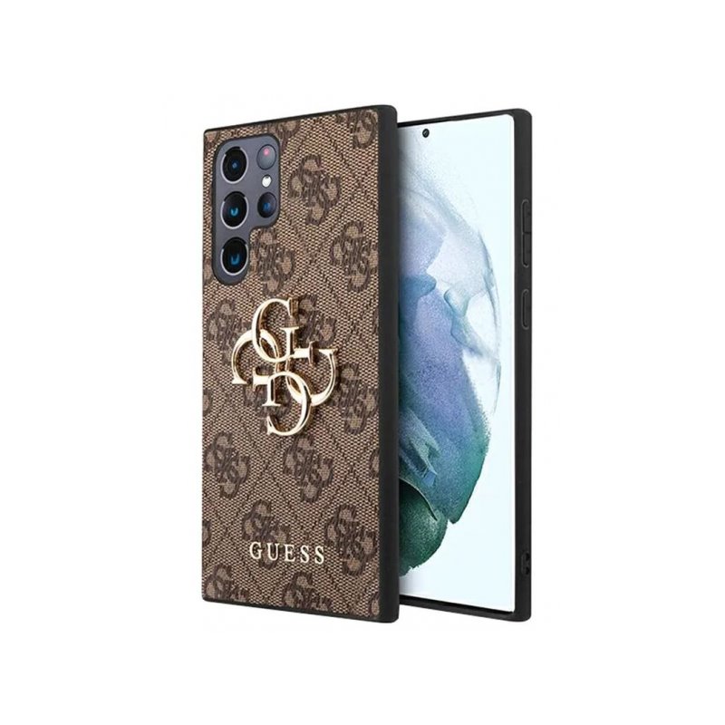 Guess Samsung Galaxy S23 Ultra brown hardcase 4G Metal Gold Logo Guess Samsung Galaxy S23 Ultra brown hardcase 4G Metal Gold Logo