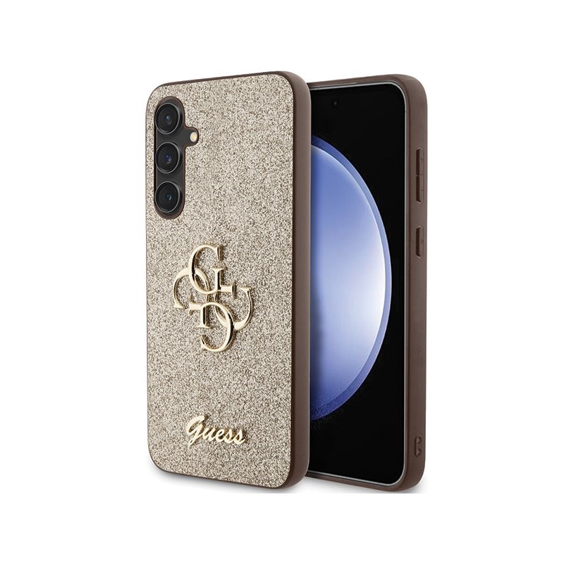 Guess Samsung Galaxy S23 FE gold hardcase Glitter Script Big 4G