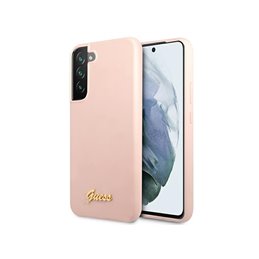 Guess Samsung Galaxy S22+ pink hardcase Silicone Script Metal Logo