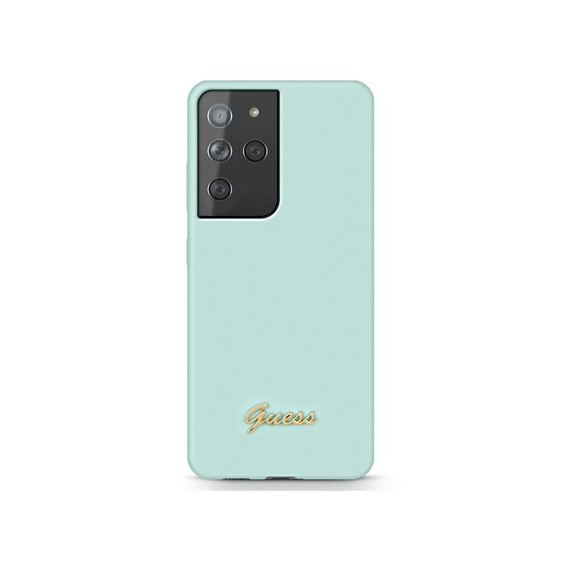 Guess Samsung Galaxy S21 Ultra blue hardcase Silicone Script Metal Logo Guess Samsung Galaxy S21 Ultra blue hardcase Silicone Script Metal Logo