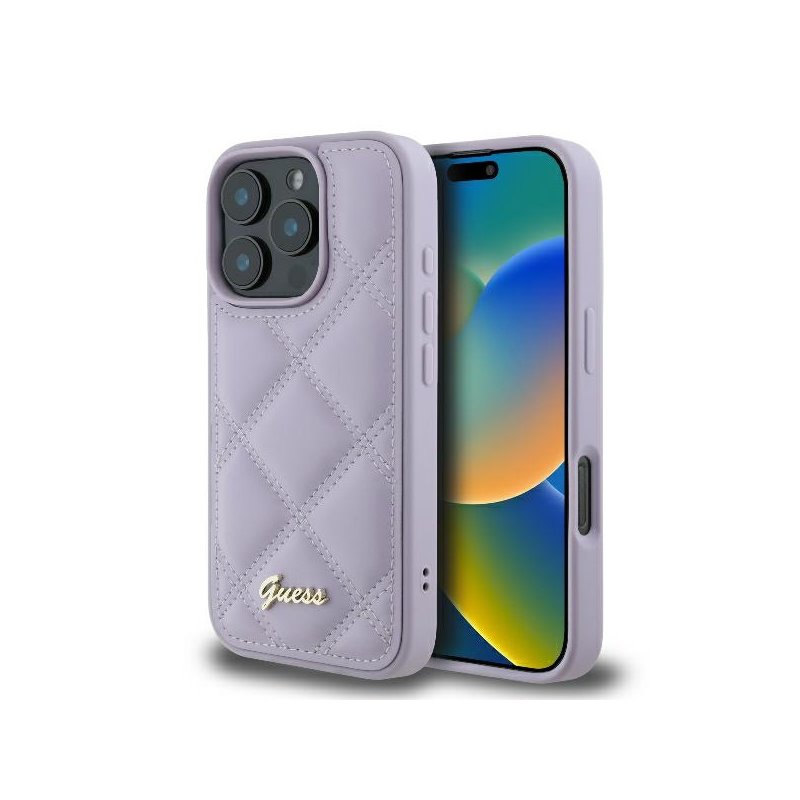 Guess iPhone 16 Pro Max light purple hardcase Quilted Metal Logo