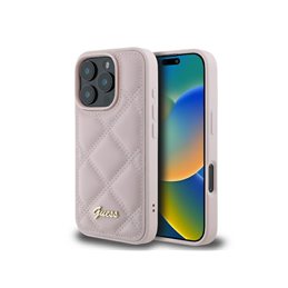 Guess iPhone 16 Pro Max pink hardcase Quilted Metal Logo