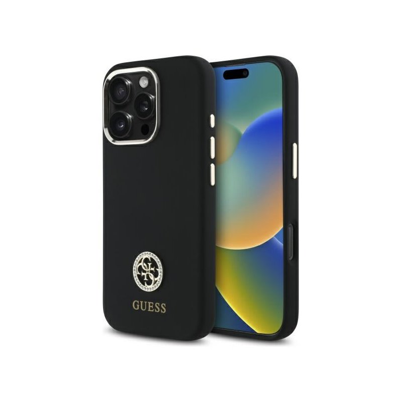 Guess iPhone 16 Pro Max black hardcase Silicone Logo Strass 4G