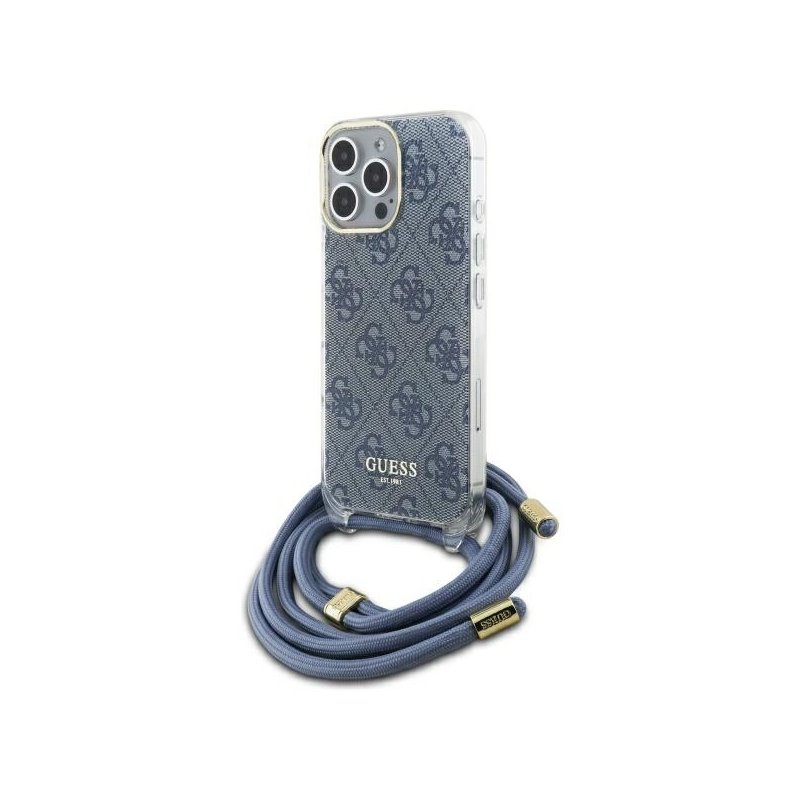 Guess iPhone 16 Pro Max blue hardcase Crossbody Cord 4G Print Guess iPhone 16 Pro Max blue hardcase Crossbody Cord 4G Print