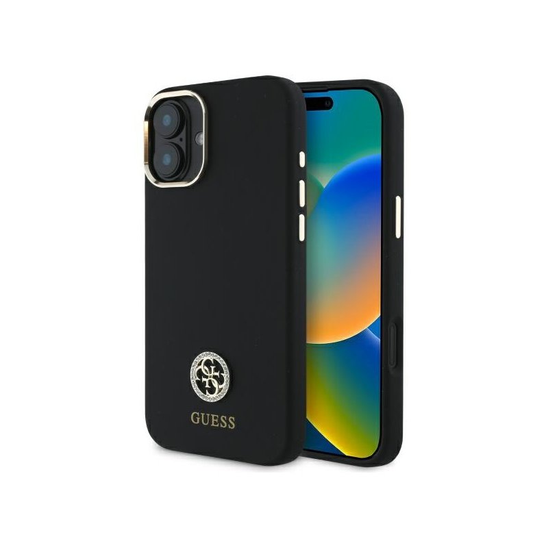Guess iPhone 16 black hardcase Silicone Logo Strass 4G