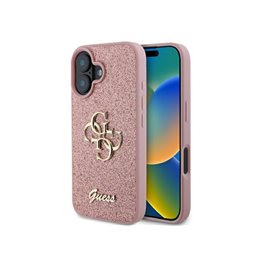 Guess iPhone 16 pink hardcase Fixed Glitter Big 4G