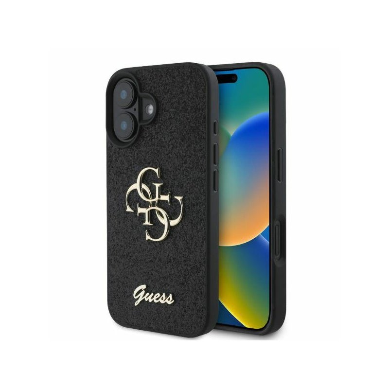 Guess iPhone 16 black hardcase Fixed Glitter Big 4G Guess iPhone 16 black hardcase Fixed Glitter Big 4G