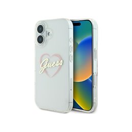 Guess iPhone 16 transparent hardcase IML Heart