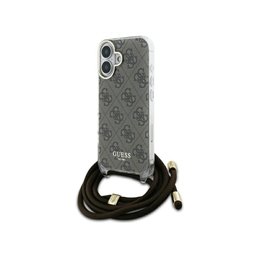 Guess iPhone 16 brown hardcase Crossbody Cord 4G Print