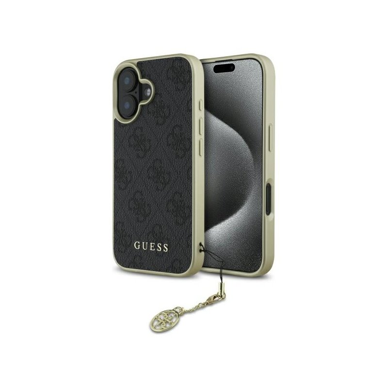 Guess iPhone 16 black hardcase 4G Charms Collection