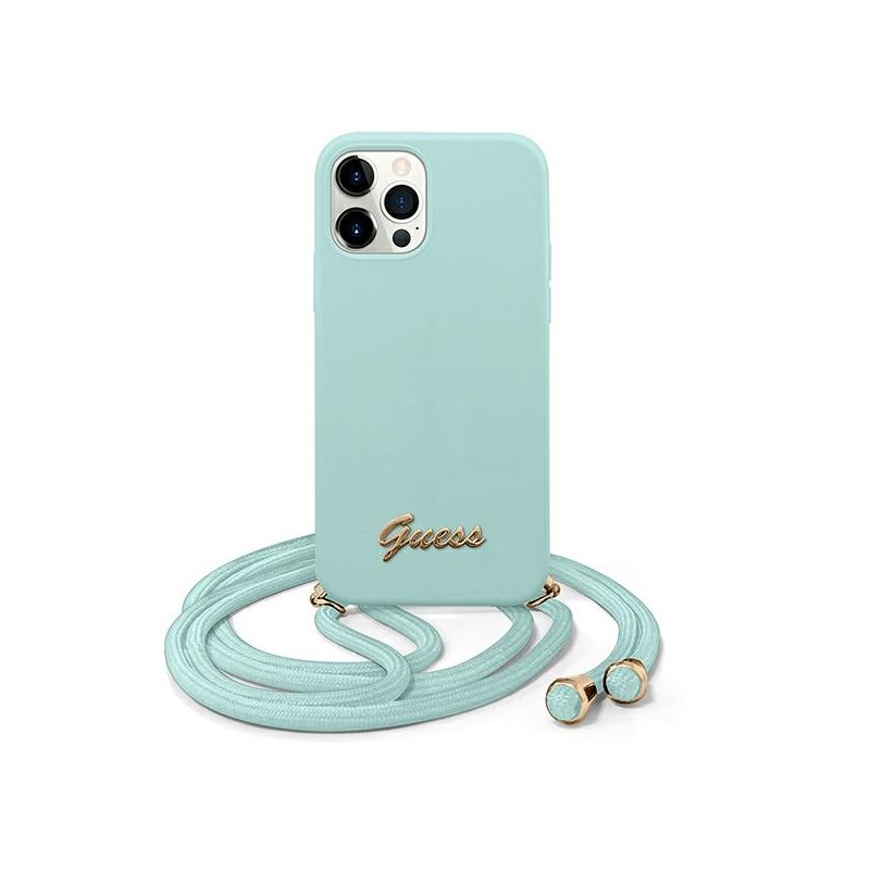 Guess iPhone 12 Pro Max light blue hardcase Metal Logo Cord Guess iPhone 12 Pro Max light blue hardcase Metal Logo Cord