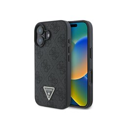 Guess iPhone 16 Plus black hardcase Leather 4G Triangle Strass MagSafe