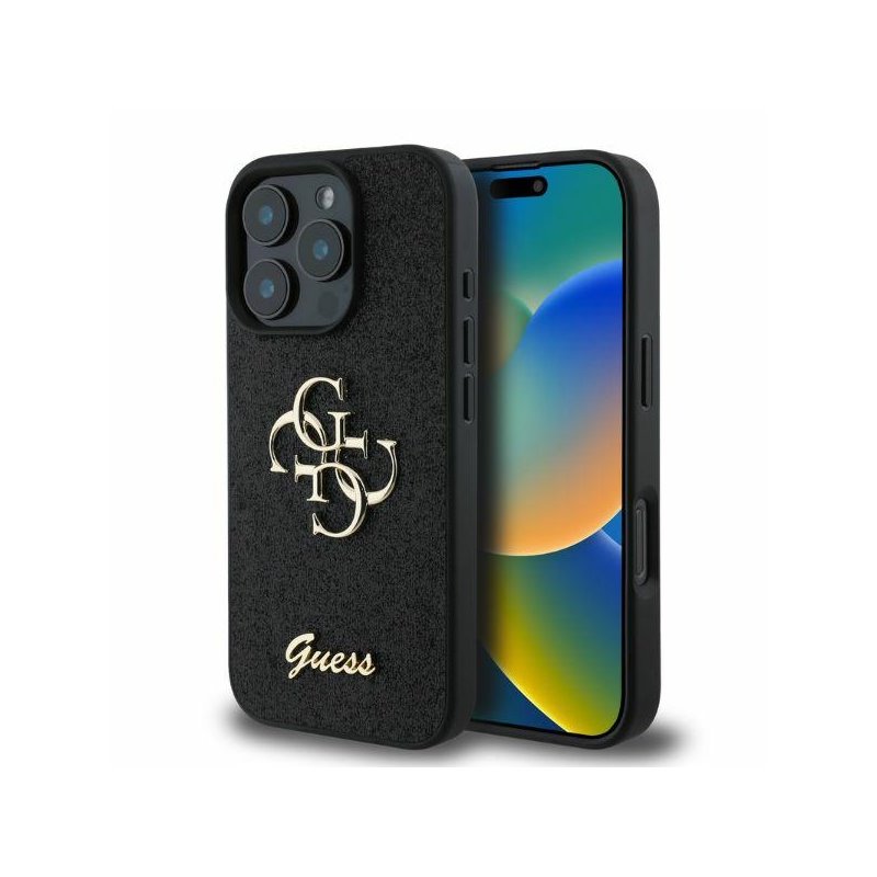 Guess iPhone 16 Pro black hardcase Fixed Glitter Big 4G Guess iPhone 16 Pro black hardcase Fixed Glitter Big 4G