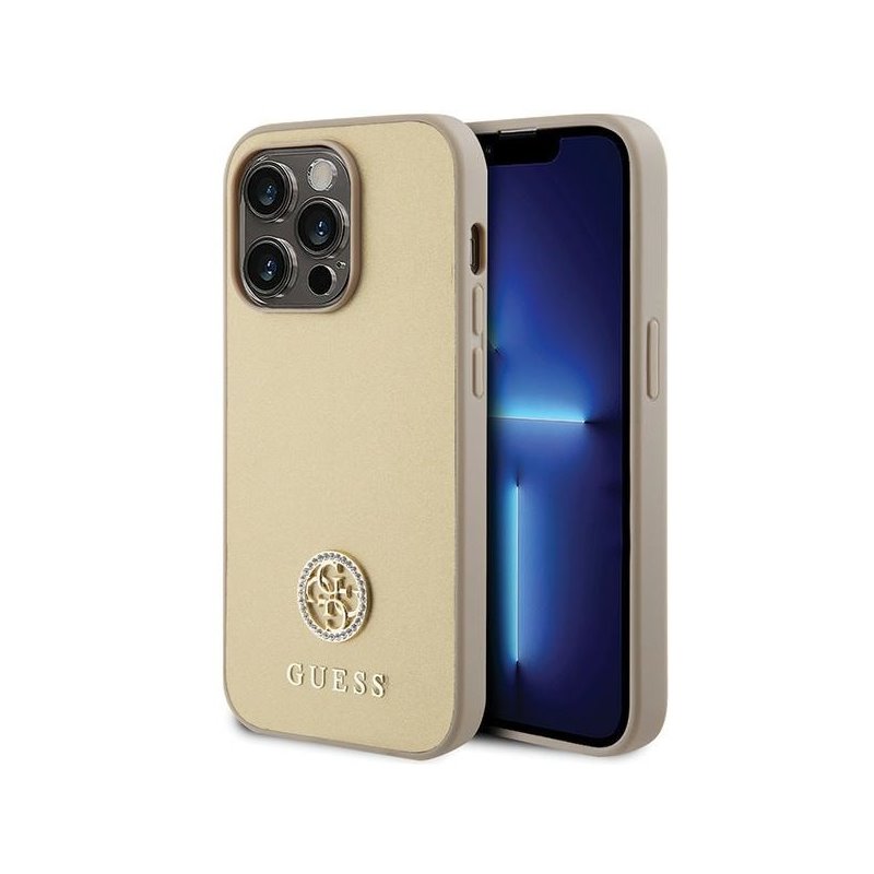 Guess iPhone 15 Pro Max gold hardcase Strass Metal Logo Guess iPhone 15 Pro Max gold hardcase Strass Metal Logo