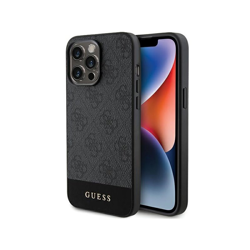 Guess iPhone 15 Pro Max grey hardcase 4G Stripe Collection Guess iPhone 15 Pro Max grey hardcase 4G Stripe Collection