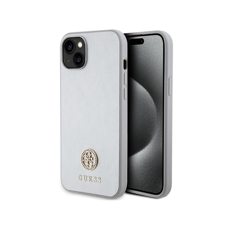 Guess iPhone 13/14/15 silver hardcase Strass Metal Logo