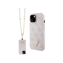 Guess iPhone 13/14/15 pink hardcase Crossbody 4G Metal Logo