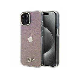 Guess iPhone 13/14/15 pink hardcase IML Faceted Mirror Disco Iridescent