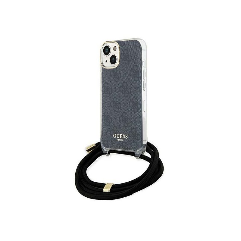 Guess iPhone 13/14/15 black hardcase Crossbody Cord 4G Print Guess iPhone 13/14/15 black hardcase Crossbody Cord 4G Print