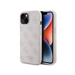 Guess iPhone 13/14/15 pink hardcase 4G Metal Gold Logo